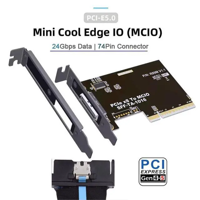 Alt view image 2 of 7 - Card External MCIO 8i Mini Cool Edge IO SFF-TA-1016 to PCIE5.0 PCI-Express 8X VROC Adapter for Mainboard SSD Graphics Card