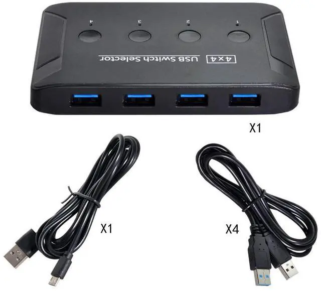 Alt view image 3 of 7 - KVM USB 3.0 Switch Selector 4 Port PCs Sharing 4 Devices for Keyboard Mouse Scanner Printer