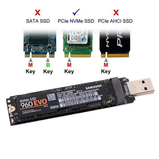 Alt view image 5 of 7 - USB 3.0 to NVME M-Key M.2 NGFF SSD External PCBA Conveter Adapter RTL9210 Chipset with Case