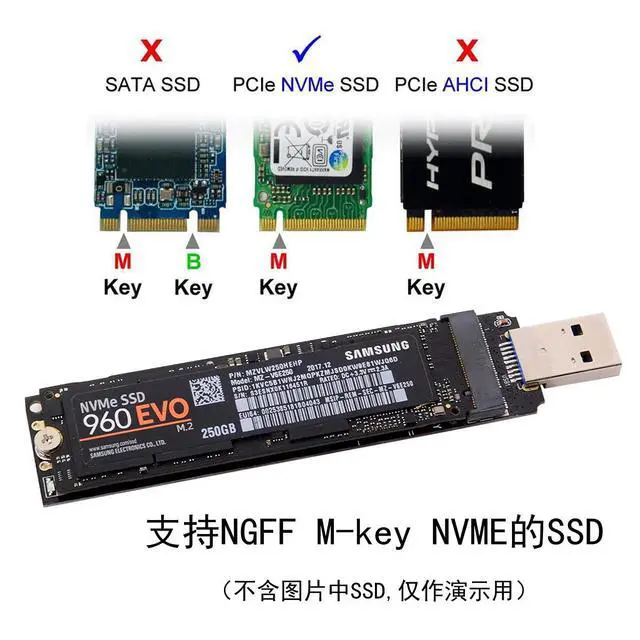Alt view image 6 of 7 - USB 3.0 to NVME M-Key M.2 NGFF SSD External PCBA Conveter Adapter RTL9210 Chipset with Case