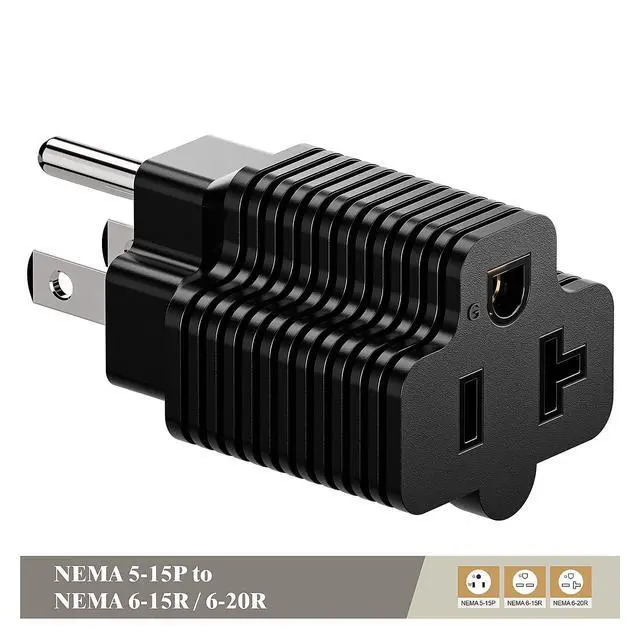 Alt view image 2 of 7 - Nema 15 Amp to 20 Amp Plug Adapter ETL Listed NEMA 5-15P to 5-15/20R (Comb 20Amp T Blade) 15 Amp Household Plug to 20 Amp T-Blade AC Power Adapter