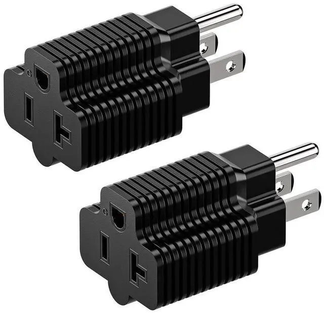 Main image of (2PACK) Nema 15 Amp to 20 Amp Plug Adapter ETL Listed NEMA 5-15P to 5-15/20R (Comb 20Amp T Blade) 15 Amp Household Plug to 20 Amp T-Blade AC Power Adapter