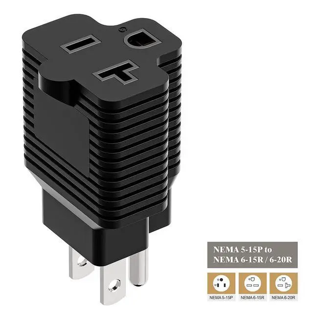 Alt view image 5 of 7 - Nema 15 Amp to 20 Amp Plug Adapter ETL Listed NEMA 5-15P to 5-15/20R (Comb 20Amp T Blade) 15 Amp Household Plug to 20 Amp T-Blade AC Power Adapter