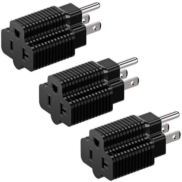 Main image of (3PACK) Nema 15 Amp to 20 Amp Plug Adapter ETL Listed NEMA 5-15P to 5-15/20R (Comb 20Amp T Blade) 15 Amp Household Plug to 20 Amp T-Blade AC Power Adapter