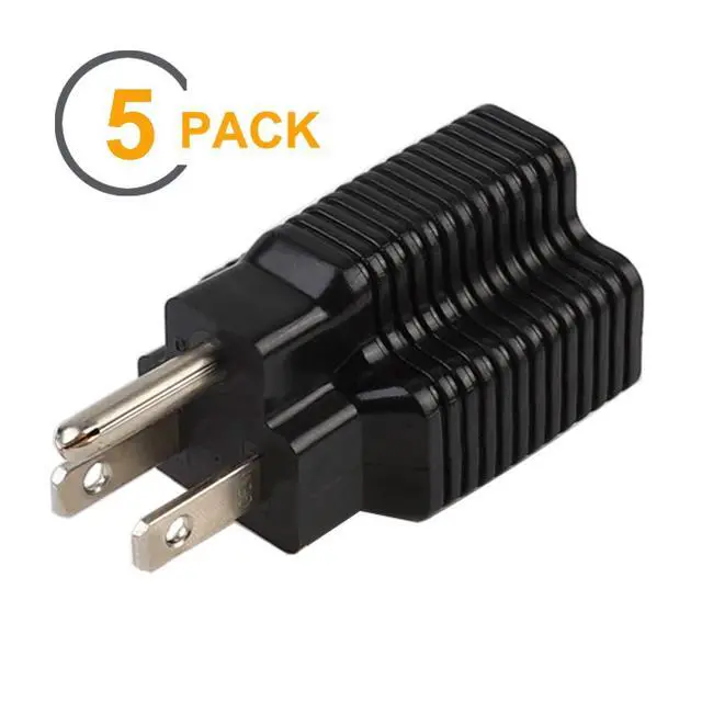Alt view image 2 of 5 - (5PACK) Nema 15 Amp to 20 Amp Plug Adapter ETL Listed NEMA 5-15P to 5-15/20R (Comb 20Amp T Blade) 15 Amp Household Plug to 20 Amp T-Blade AC Power Adapter