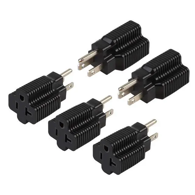 Alt view image 3 of 5 - (5PACK) Nema 15 Amp to 20 Amp Plug Adapter ETL Listed NEMA 5-15P to 5-15/20R (Comb 20Amp T Blade) 15 Amp Household Plug to 20 Amp T-Blade AC Power Adapter