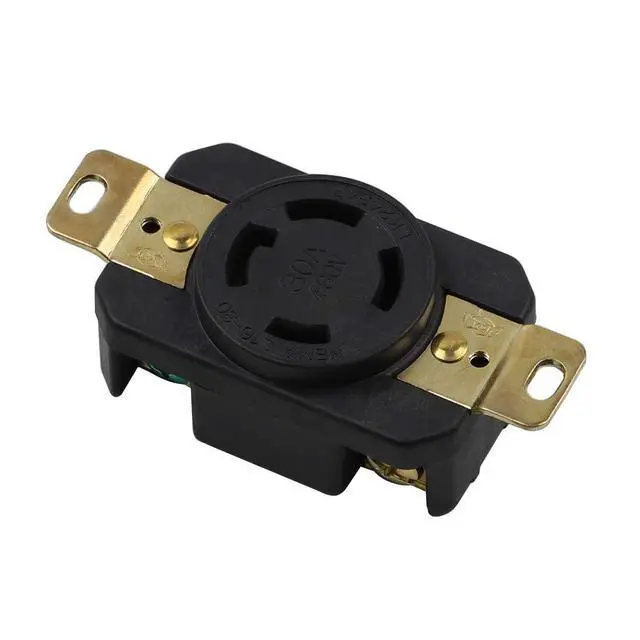 Alt view image 2 of 5 - Nema L16-30R 30A 480V 3 Pole 4 Wire Industrial Grade Locking Female Receptacle Connector, Industrial Twist Lock L16-30R 30-Amp 480V Generator Receptacle. LK-2434F