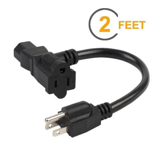 Alt view image 2 of 5 - 2 Feet/0.6M Nema 5-15P Male to C13/ Nema 5-15R Piggyback Power Cord, UL CUL SJT 14AWG 3C, Replacement for Daisy Chain Pro Audio DJ etc (Pack of 2)