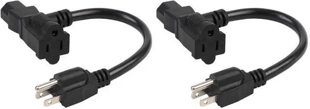 Main image of 1 Foot Nema 5-15P Male to C13/ Nema 5-15R Piggyback Power Cord, UL CUL SJT 14AWG 3C, Replacement for Daisy Chain Pro Audio DJ etc (Pack of 2)