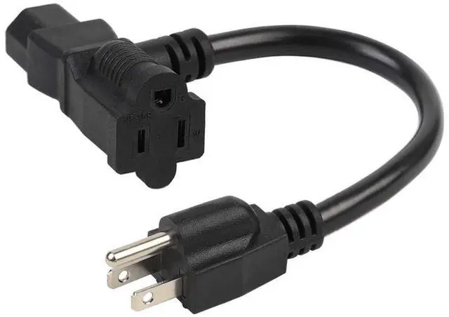 Main image of 1 Foot Nema 5-15P Male to C13/ Nema 5-15R Piggyback Power Cord, UL CUL SJT 14AWG 3C, Replacement for Daisy Chain Pro Audio DJ etc