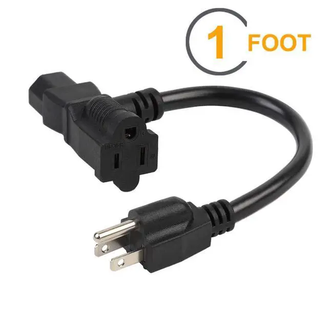 Alt view image 2 of 5 - 1 Foot Nema 5-15P Male to C13/ Nema 5-15R Piggyback Power Cord, UL CUL SJT 14AWG 3C, Replacement for Daisy Chain Pro Audio DJ etc (Pack of 2)