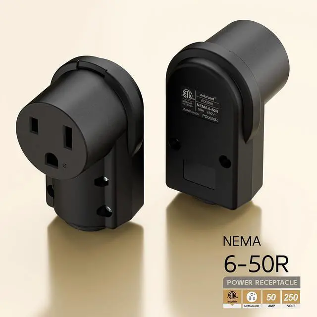 Alt view image 2 of 7 - NEMA 6-50R Plug,6-50R 50A/250V Welder Female Socket,(ETL Certified) 50Amp 250Volt Cord End Receptacle For Welders & Driers, Heavy Duty Welder 3-Prong, Black Color.