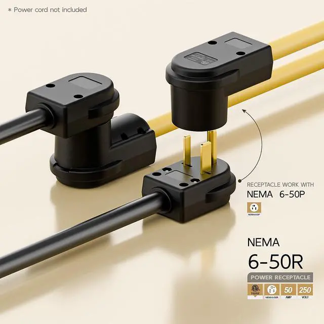 Alt view image 3 of 7 - NEMA 6-50R Plug,6-50R 50A/250V Welder Female Socket,(ETL Certified) 50Amp 250Volt Cord End Receptacle For Welders & Driers, Heavy Duty Welder 3-Prong, Black Color.