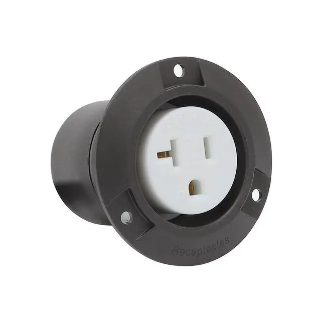 Alt view image 2 of 6 - Nema 5-20R Flanged Outlet with Waterproof Cover, 5-20R 20A 125V Household Power Outlet, Compatible with Nema 5-15R,Black Color