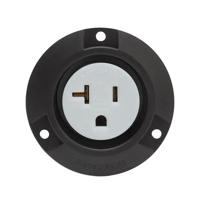Alt view image 3 of 6 - Nema 5-20R Flanged Outlet with Waterproof Cover, 5-20R 20A 125V Household Power Outlet, Compatible with Nema 5-15R,Black Color