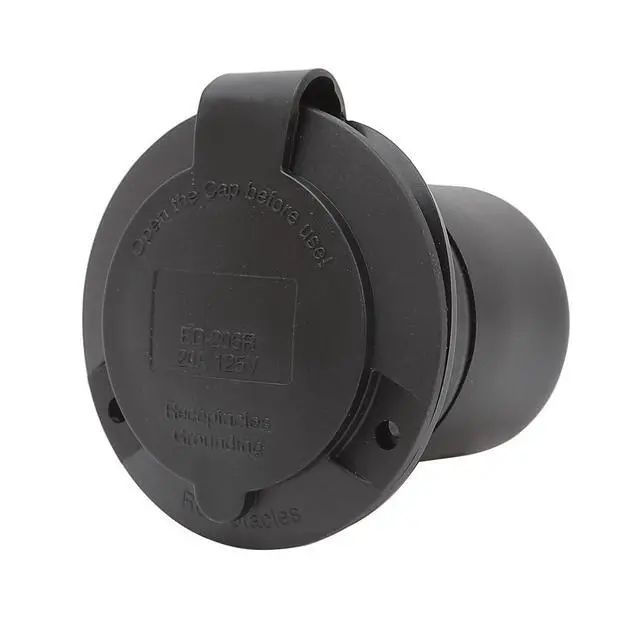 Alt view image 4 of 6 - Nema 5-20R Flanged Outlet with Waterproof Cover, 5-20R 20A 125V Household Power Outlet, Compatible with Nema 5-15R,Black Color