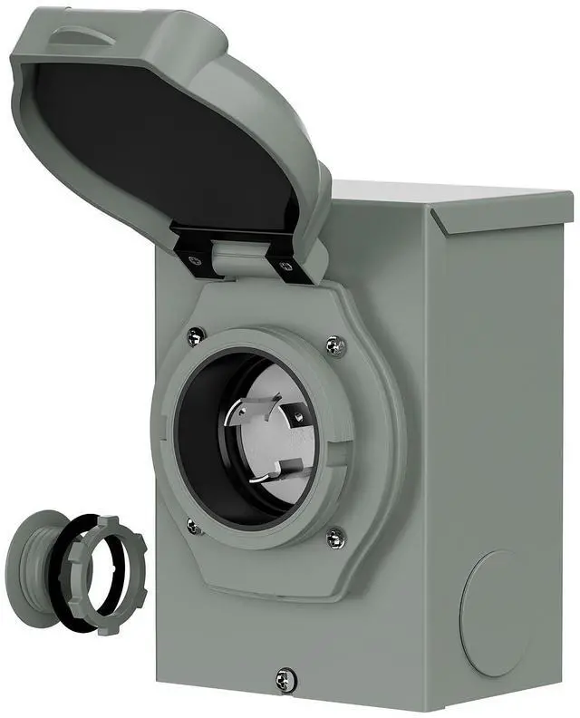 Main image of 30A 125/250V Nema L14-30P Inlet Box, 30 Amp 4-Prong Generator Plug, Weatherproof 125/250 Volt Power Inlet Box, ETL Listed,AD0069