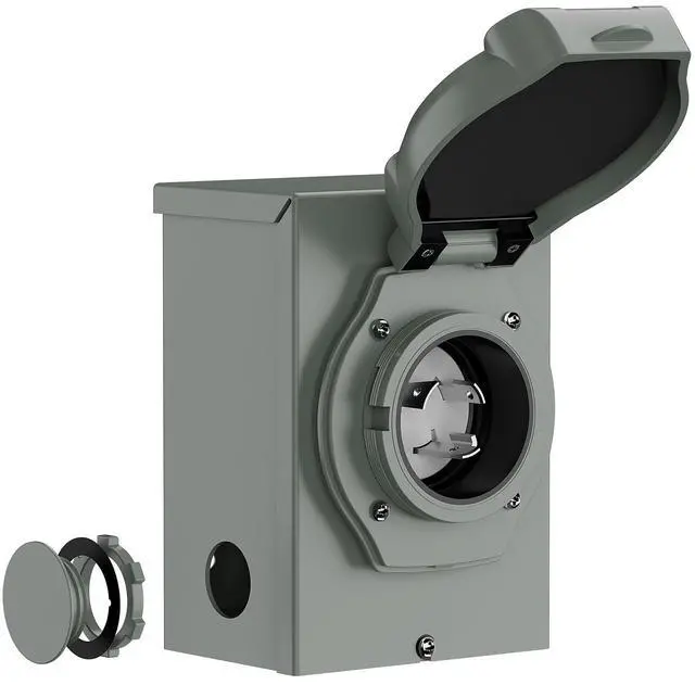 Alt view image 2 of 7 - Nema L5-30P Waterproof RV 30Amp Power Inlet Box, ETL Listed 30A Generator Power Inlet, Outdoor use L5-30 30A 125V 3750W Inlet Box with LED Light AD0068
