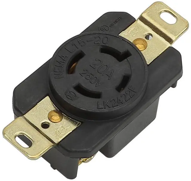 Main image of Nema L15-20R 20A 250V 3 Pole 4 Wire Industrial Grade Locking Female Receptacle Connector, Industrial Twist Lock L15-20 20-Amp Generator Receptacle. UL CUL certificated LK-2422F