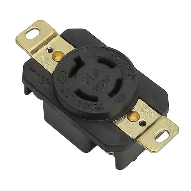 Alt view image 2 of 6 - Nema L15-20R 20A 250V 3 Pole 4 Wire Industrial Grade Locking Female Receptacle Connector, Industrial Twist Lock L15-20 20-Amp Generator Receptacle. UL CUL certificated LK-2422F