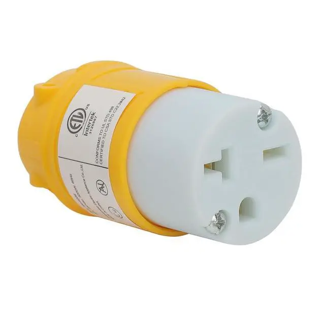 Alt view image 2 of 5 - NEMA 6-20R Female Socket,20Amp/250Volt, NEMA 6-15R 15A/250V ETL Listed Heavy Duty 3-Prong Female Straight Blade Connector, 15/20Amp 250V AC Industrial Grade Cord End Socket, Yellow and White Color