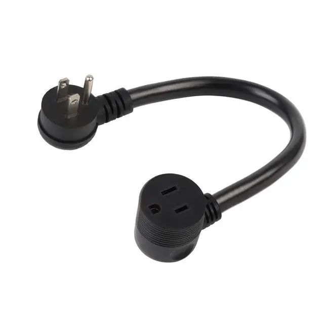 Alt view image 2 of 4 - Right Angled Nema 5-15P 3-Prong Extension Cord, Angle 3P Male to Angled 5-15R Female Extension Power Cable, SJTW 14AWG 1FT, Angled 3 Outlet USA Canada Extension Cord