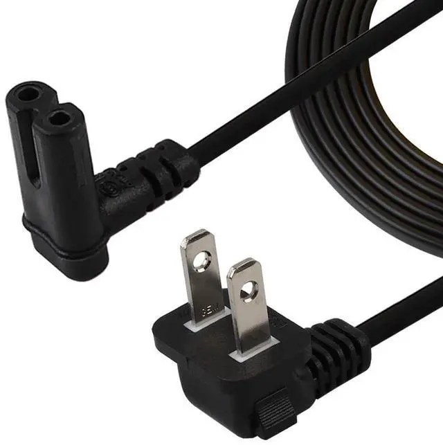 Main image of TV Power Cord,12FT/3.65Meter Dual Angled (L-Type Angle) IEC 320 C7 to Nema 1-15P AC Power Cord, NISPT-2 18AWG 2-Slot 90 Degree Nema 1-15P to IEC C7 (Figure 8) Right Angle AC Power Cable