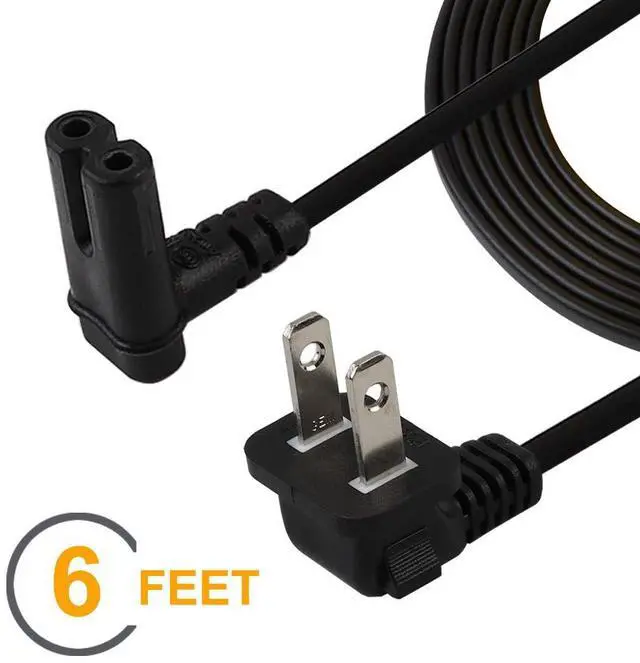 Alt view image 2 of 4 - TV Power Cord,6FT/1.8Meter Dual Angled (L-Type Angle) IEC 320 C7 to Nema 1-15P AC Power Cord, NISPT-2 18AWG 2-Slot 90 Degree Nema 1-15P to IEC C7 (Figure 8) Right Angle AC Power Cable