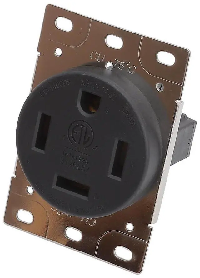 Main image of NEMA 14-60R 60 Amps 125/250V 3 Pole 4 Wire Flush Mounting Receptacle, ETL Listed Straight Blade Power Outlet for Welder/Generator, Heavy Duty Industrial Grade, Grounding