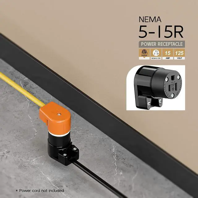 Alt view image 6 of 7 - 360° Rotatable NEMA 5-15R Rewireable Female Receptacle, ETL Listed 15A 125V Right Angle Cord End Socket, 3-Prong DIY Replacement AC Connector for 12/14/16AWG Power Cord, Black