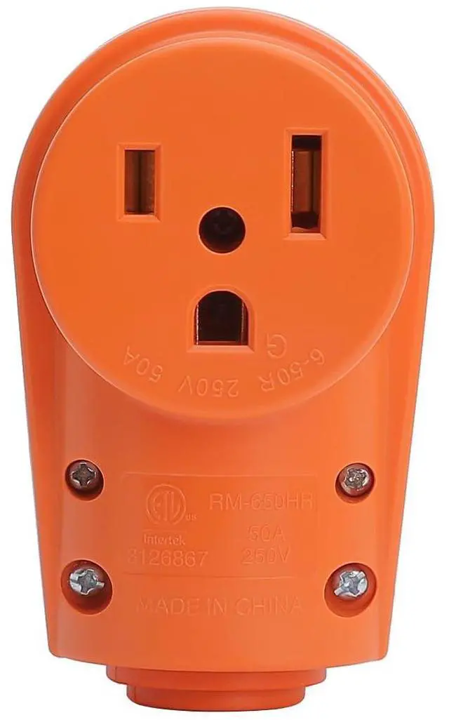 Alt view image 4 of 5 - Nema 6-50R 50A 250V Female Welder Socket 50-Amp 250 Volt 6-50 Welder Replacement Receptacle, ETL Verified, Orange Color