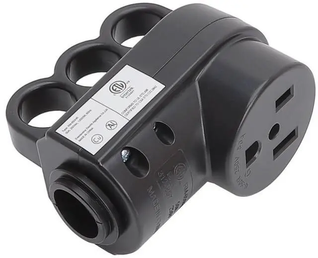 Alt view image 5 of 6 - Nema 6-50R 50A 250V Female Welder Socket 50-Amp 250 Volt 6-50 Welder Replacement Receptacle, ETL Verified, Black Color
