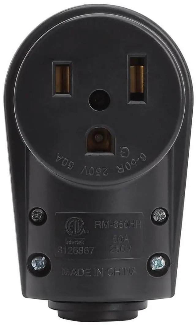 Alt view image 3 of 6 - Nema 6-50R 50A 250V Female Welder Socket 50-Amp 250 Volt 6-50 Welder Replacement Receptacle, ETL Verified, Black Color
