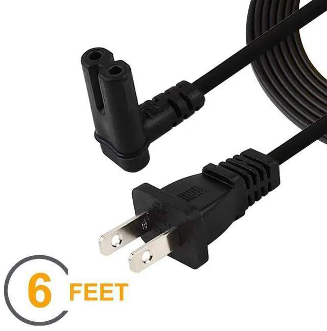 Alt view image 2 of 4 - TV Power Cord,6-Feet US 2 Prong to IEC 320 C7(Figure 8) Right Angle-Down Angle AC Power Cord, Upward Downward Angled Figure 8 (C7) Replacement Cord for LED LCD TV Monitor,Sony PS,Slim Edition Devices