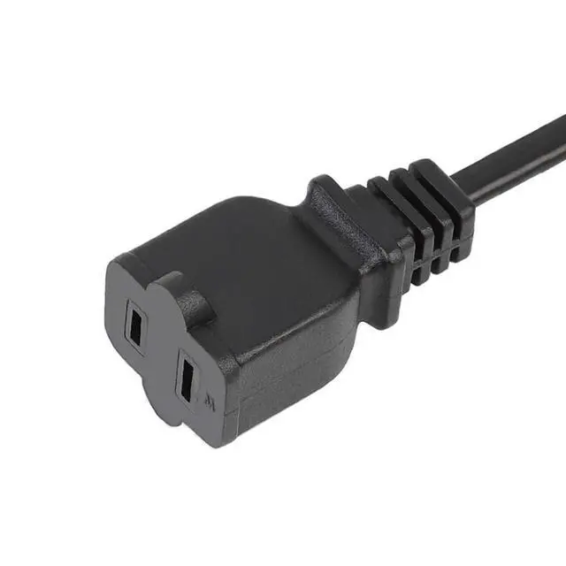 Alt view image 4 of 5 - 6FT/1.8M Angled Polarized USA Canada 2 Prong Piggyback Power Extension Cord/Cable, Polarized 2 Outlet Piggyback Extension Cord 18AWG-UL Listed