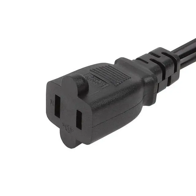 Alt view image 3 of 3 - 1FT(0.3M) Polarized US 2-Prong Male-Female Extension Power Cable,US AC 2-Prong Male/Female Power cable10A/125V,Nema 1-15P to 1-15R Cable Polarized