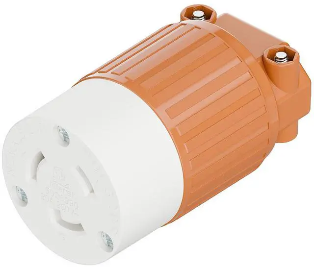 Main image of NEMA L6-20R Twist Lock Female Receptacle, ETL Listed 20A 250V Rewireable Cord End Socket, UL94-V0 Fire-Resistant Nylon & Solid Copper, Fits 10~18AWG SJT/SVT Cord, Orange Industrial Connector