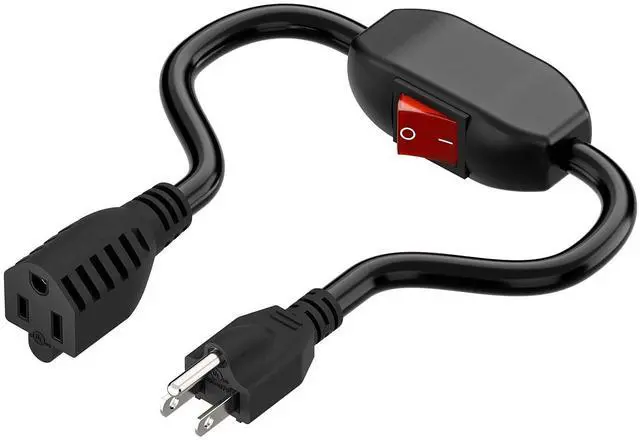 Main image of Power Extension Cord with on Off Switch 3-Prong 3 Outlet Household Switchable Power Cord, Heavy Duty 15A 125V Switch Extension Cord, 40CM,AC0034