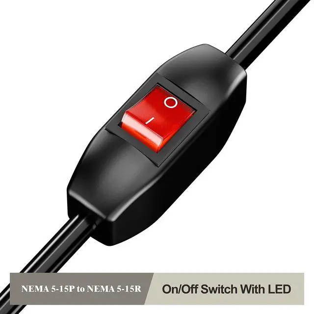 Alt view image 4 of 7 - Power Extension Cord with on Off Switch 3-Prong 3 Outlet Household Switchable Power Cord, Heavy Duty 15A 125V Switch Extension Cord, 40CM,AC0034