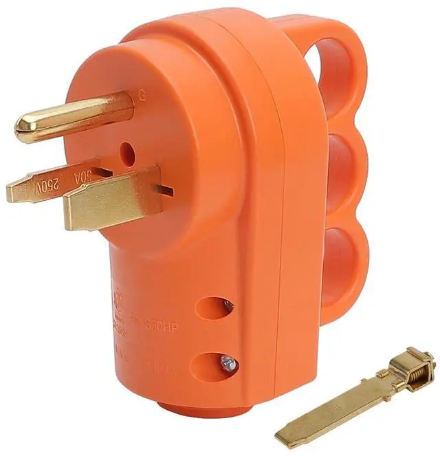 Alt view image 2 of 7 - Nema 6-30P/Nema 6-50P 30A/50A 250V Welder Rewirable Power Plug, Nema 6-50R 50A 250V Female Welder Socket 50-Amp 250 Volt 6-50 Welder Replacement Receptacle, ETL Verified, Orange Color