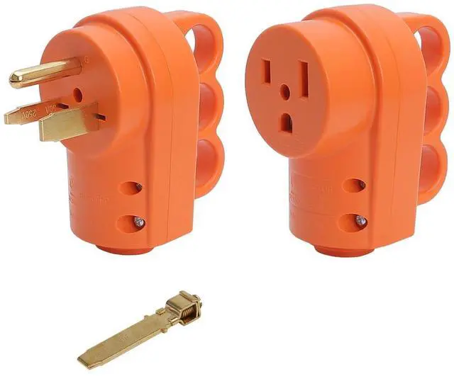 Main image of Nema 6-30P/Nema 6-50P 30A/50A 250V Welder Rewirable Power Plug, Nema 6-50R 50A 250V Female Welder Socket 50-Amp 250 Volt 6-50 Welder Replacement Receptacle, ETL Verified, Orange Color