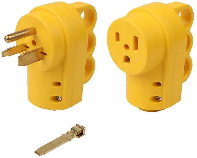 Main image of Nema 6-30P/Nema 6-50P 30A/50A 250V Welder Rewirable Power Plug, Nema 6-50R 50A 250V Female Welder Socket 50-Amp 250 Volt 6-50 Welder Replacement Receptacle, ETL Verified, Yellow Color