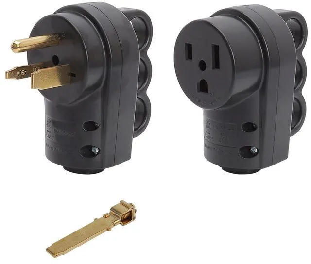 Main image of Nema 6-30P/Nema 6-50P 30A/50A 250V Welder Rewirable Power Plug, Nema 6-50R 50A 250V Female Welder Socket 50-Amp 250 Volt 6-50 Welder Replacement Receptacle, ETL Verified, Black Color