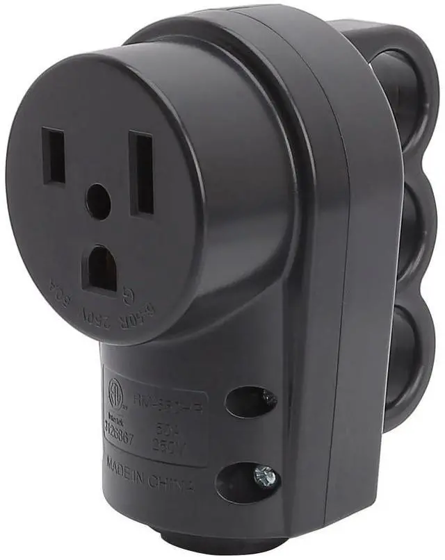 Main image of Nema 6-50R 50A 250V Female Welder Socket 50-Amp 250 Volt 6-50 Welder Replacement Receptacle, ETL Verified, Black Color