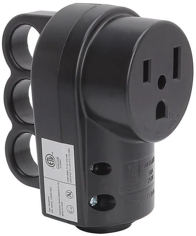 Alt view image 2 of 6 - Nema 6-50R 50A 250V Female Welder Socket 50-Amp 250 Volt 6-50 Welder Replacement Receptacle, ETL Verified, Black Color
