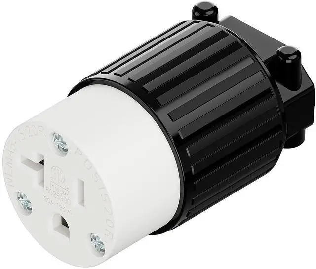 Main image of USA 3-Prong Male AC Plug, ETL Nema 5-20R 3 Pole Straight Blade DIY Rewirable AC Socket, 20A 125V USA 3Pin Connector, NEMA 5-15R 15A/125V Female US 3Pole Power Receptacle, Black and White