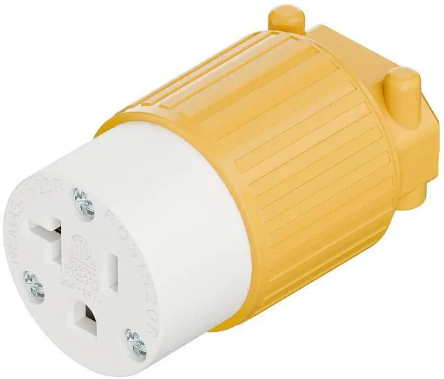 Main image of NEMA 5-20R Female Socket,20Amp/125Volt, NEMA 5-15R 15A/125V ETL Listed Heavy Duty 3-Prong Female Straight Blade Connector, 15/20Amp AC Industrial Grade Cord End Socket, Yellow Color