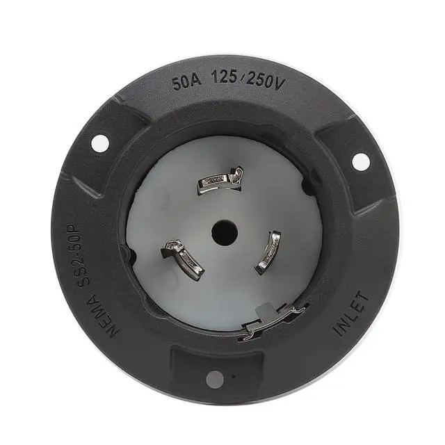 Alt view image 3 of 5 - Nema SS 2-50P 50Amp 125/250V Twist Lock Marine Shore Power Inlet with Weatherproof Cover. Heavy Duty 50Amp Camper Boat Assembly Plug, ETL Verified Black