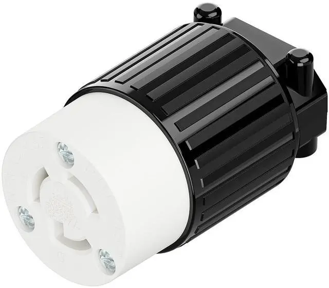 Main image of NEMA L7-15R Twist Lock Female Receptacle, ETL Listed 15A 277V Rewireable Cord End Socket, UL94-V0 Fire-Resistant Nylon Copper, Fits 10~18AWG SJT/SVT Cord, Black White Industrial Connector