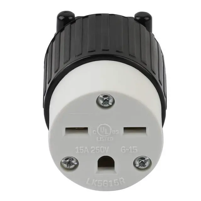 Alt view image 2 of 5 - USA 3-Prong Male AC Plug, UL Nema 6-15R 3 Pole Straight Blade DIY Rewirable AC Socket, 15A 250V USA 3Pin AC Connector, Nema 6-15R Female US 3Pole AC Power Receptacle, Black